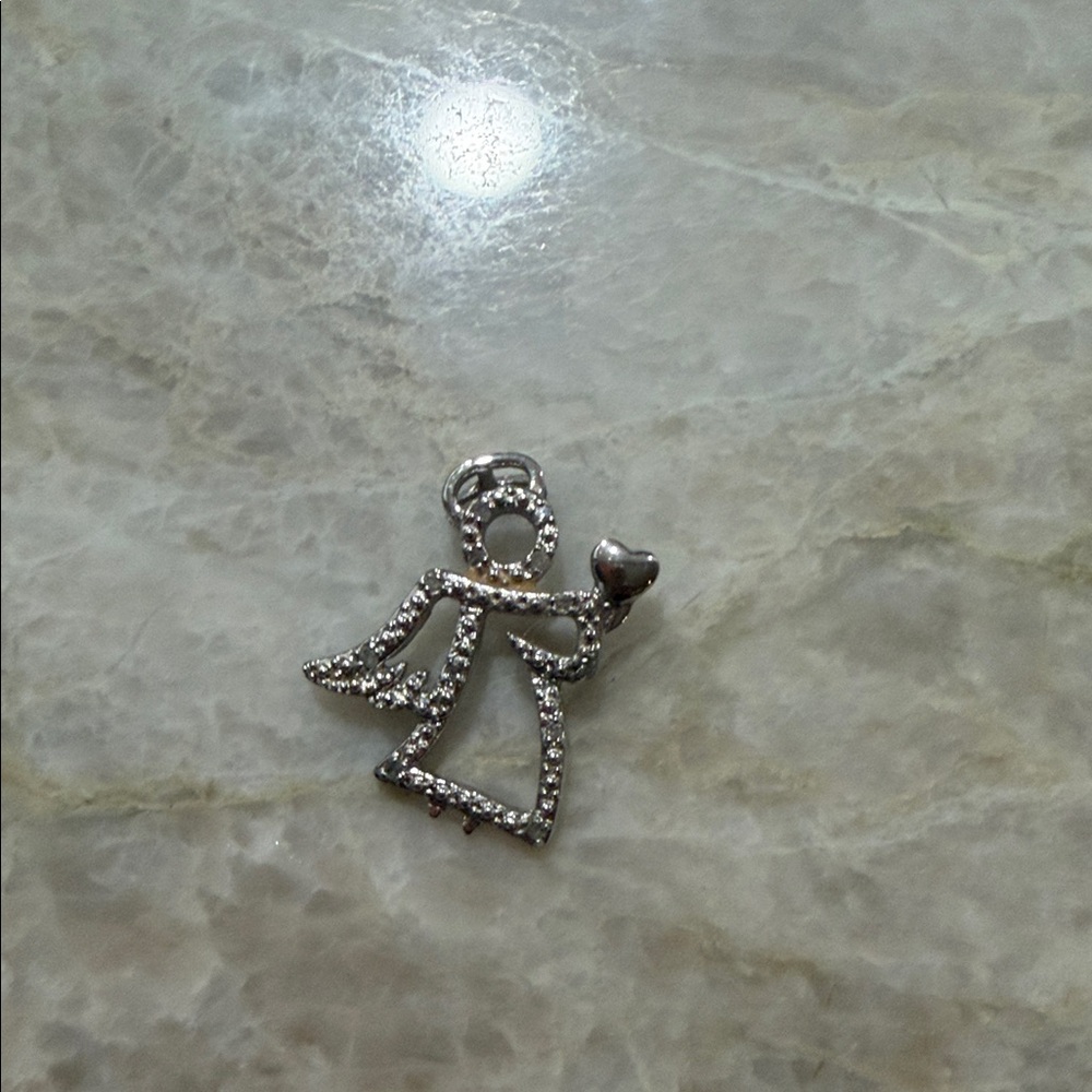 Silver Angel Pendant with Heart